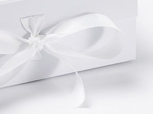 White A5 Luxury Magnetic Gift Box with Ribbon detail