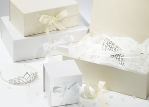 White A5 Luxury Magnetic Gift Box with Ribbon display