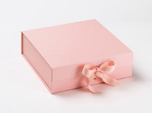 Load image into Gallery viewer, Pink Large Luxury Square Hamper Gift Box with Ribbon front
