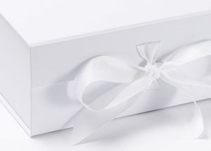 White A4 Luxury Magnetic Gift Box with Ribbon detail