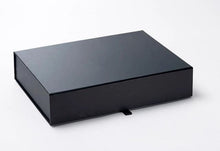 Load image into Gallery viewer, Black A4 Luxury Slimline Magnetic Gift Box front
