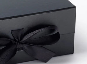 Black A5 Luxury Magnetic Gift Box with Ribbon detail