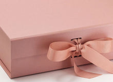 Load image into Gallery viewer, Rose Gold Large Luxury Square Hamper Gift Box with Ribbon detail
