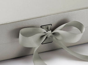 Silver Large Luxury Square Hamper Gift Box with Ribbon detail