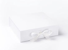 Load image into Gallery viewer, White Large Luxury Square Hamper Gift Box with Ribbon front

