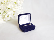 Load image into Gallery viewer, Navy Blue Velvet Double Ring Box 4
