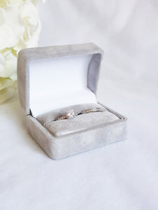 Silver Grey Suede Double Ring Box 2