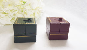 Red Double Door Leatherette Traditional Style Double Ring Box 2