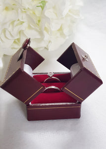 Red Double Door Leatherette Traditional Style Double Ring Box 4