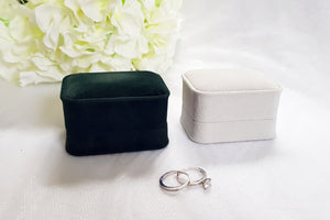 Light Grey Luxury Suede Double Ring Box 5