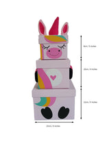 Load image into Gallery viewer, Children&#39;s Unicorn Stacking Gift Box sizes
