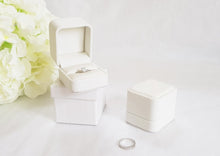 Load image into Gallery viewer, White Leatherette Single Ring Box stack
