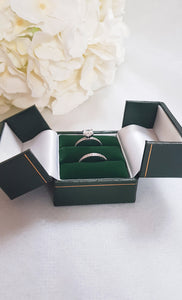 Green Double Door Leatherette Traditional Style Double Ring Box 4