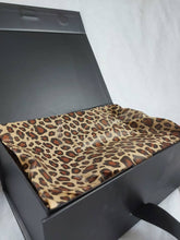 Load image into Gallery viewer, Black A5 Luxury Magnetic Gift Box with Ribbon with Leopard print tissue paper
