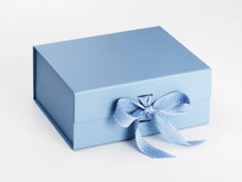 Load image into Gallery viewer, Blue A5 Luxury Magnetic Gift Box with Ribbon front

