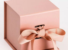 Load image into Gallery viewer, Rose Gold Luxury Cube Gift Box with Ribbon zoom

