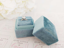 Load image into Gallery viewer, Ice Blue Square Velvet Single Ring Box
