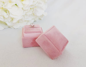 Pink Square Velvet Single Ring Box