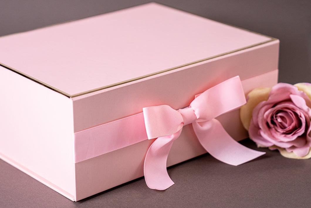 Dusky Pink Magnetic Gift Box with Ribbon Bow