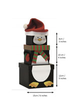 Load image into Gallery viewer, Penguin Stacking Gift Boxes dimensions
