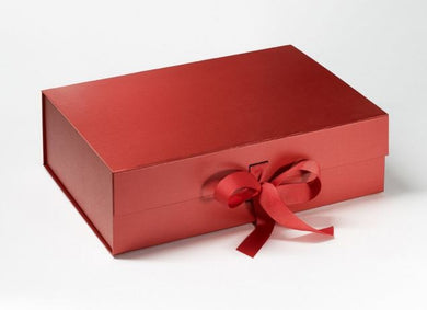 Red A4 Luxury Magnetic Gift Box with Ribbon front