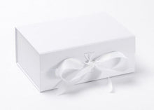 Load image into Gallery viewer, White A5 Luxury Magnetic Gift Box with Ribbon front
