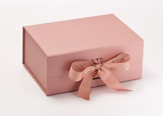 Rose Gold A5 Luxury Magnetic Gift Box with Ribbon front