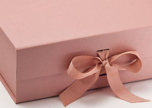 Rose Gold A4 Luxury Magnetic Gift Box with Ribbon detail