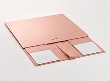 Load image into Gallery viewer, Rose Gold A4 Luxury Magnetic Gift Box with Ribbon flat
