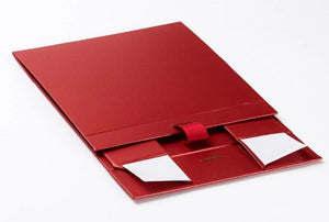 Red A5 Luxury Magnetic Gift Box with Ribbon flat