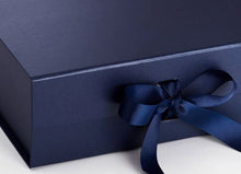 Load image into Gallery viewer, Navy Blue A4 Luxury Magnetic Gift Box with Ribbon detail

