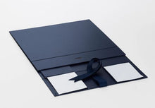 Load image into Gallery viewer, Navy Blue A4 Luxury Magnetic Gift Box with Ribbon flat
