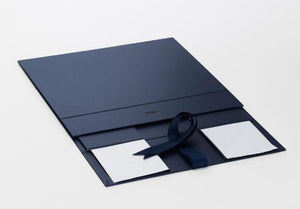 Navy Blue A4 Luxury Magnetic Gift Box with Ribbon flat