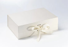 Load image into Gallery viewer, Ivory A4 Luxury Magnetic Gift Box with Ribbon front
