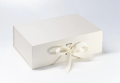 Ivory A4 Luxury Magnetic Gift Box with Ribbon front