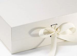 Ivory A4 Luxury Magnetic Gift Box with Ribbon detail