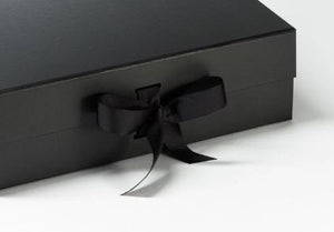 Black A4 Luxury Magnetic Gift Box with Ribbon detail