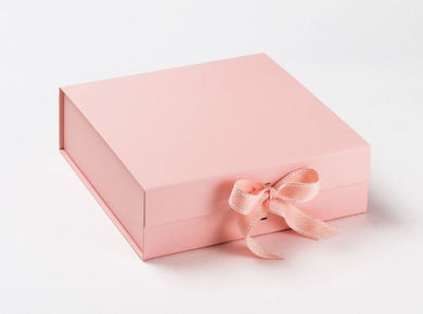 Pink Large Luxury Square Hamper Gift Box with Ribbon front