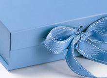 Load image into Gallery viewer, Blue Large Luxury Square Hamper Gift Box with Ribbon detail
