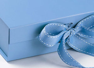 Blue Large Luxury Square Hamper Gift Box with Ribbon detail