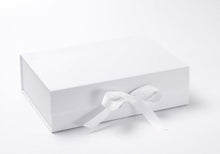 Load image into Gallery viewer, White A4 Luxury Magnetic Gift Box with Ribbon front
