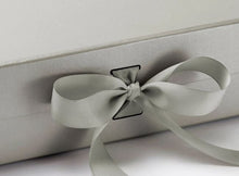 Load image into Gallery viewer, Silver Large Luxury Square Hamper Gift Box with Ribbon detail
