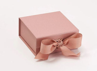 Rose Gold Small Luxury Magnetic Gift Box with Ribbon front