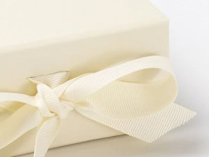 Ivory Small Luxury Magnetic Gift Box with ribbon detail