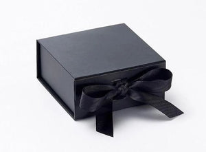 Black Small Luxury Magnetic Gift Box with ribbon front