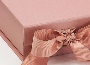Rose Gold Small Luxury Magnetic Gift Box with Ribbon detail