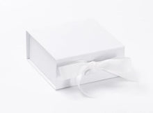 Load image into Gallery viewer, White Small Luxury Magnetic Gift Box with ribbon front
