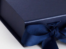 Load image into Gallery viewer, Navy Blue Small Luxury Magnetic Gift Box with Ribbon detail
