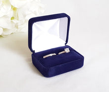 Load image into Gallery viewer, Navy Blue Velvet Double Ring Box 3
