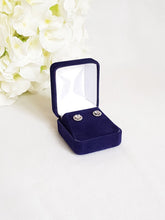 Load image into Gallery viewer, Navy Blue Velvet Earring Box title

